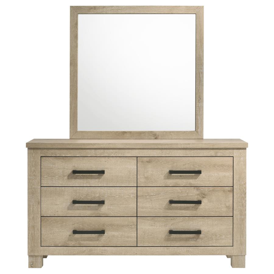 Oakglen 6-drawer Bedroom Dresser and Mirror Weathered Oak view 3