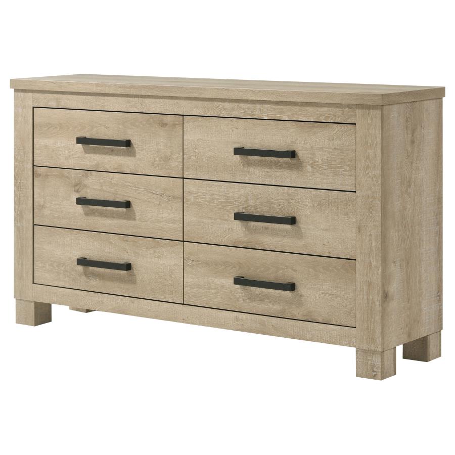 Oakglen 6-drawer Bedroom Dresser Weathered Oak view 4