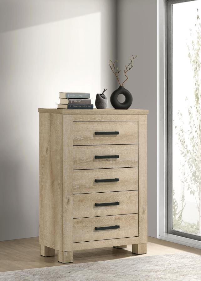 Oakglen 5-drawer Bedroom Chest of Drawers Weathered Oak view 2