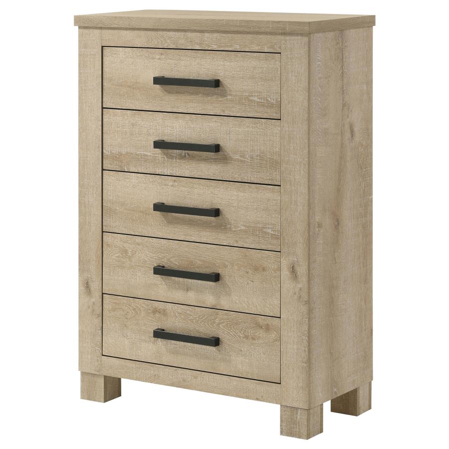 Oakglen 5-drawer Bedroom Chest of Drawers Weathered Oak view 4