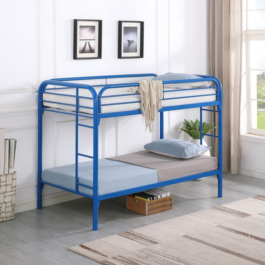 Morgan Metal Twin Over Twin Bunk Bed Blue view 2