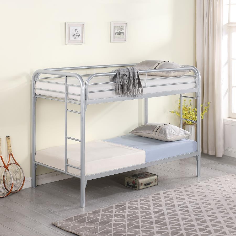 Morgan Metal Twin Over Twin Bunk Bed Silver view 2