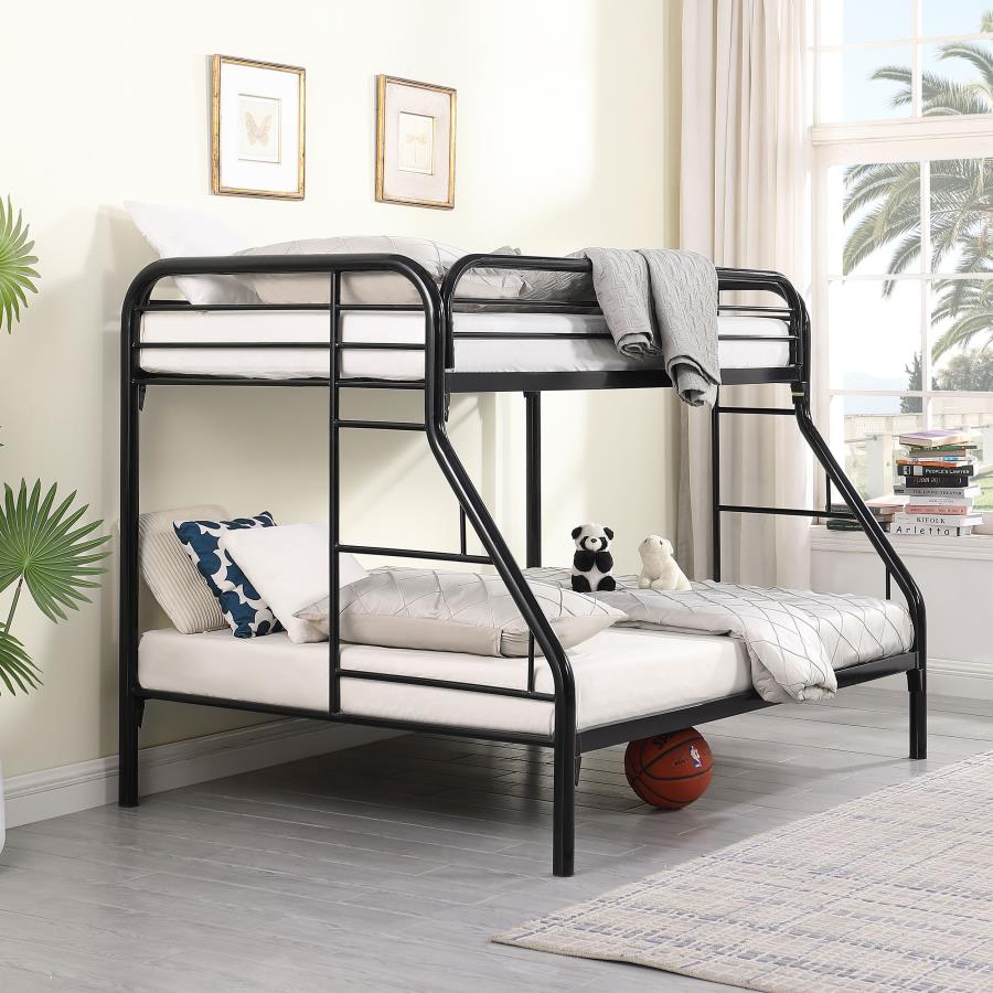 Morgan Metal Twin Over Full Bunk Bed Black view 2