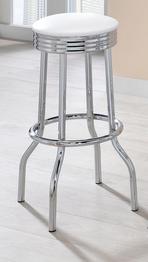 Retro Upholstered Metal Swivel Bar Stool White (Set of 2) view 2