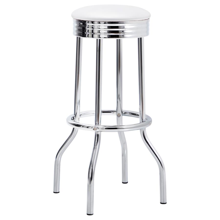 Retro Upholstered Metal Swivel Bar Stool White (Set of 2) view 3