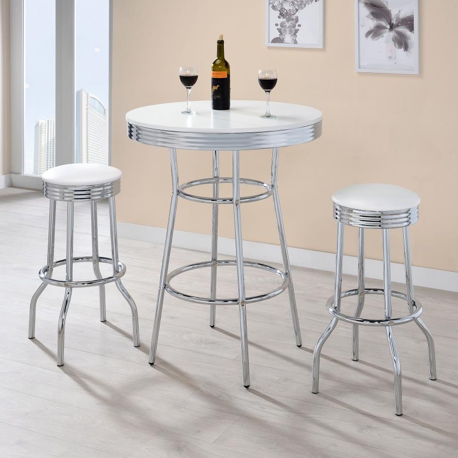 Retro Upholstered Metal Swivel Bar Stool White (Set of 2) view 6