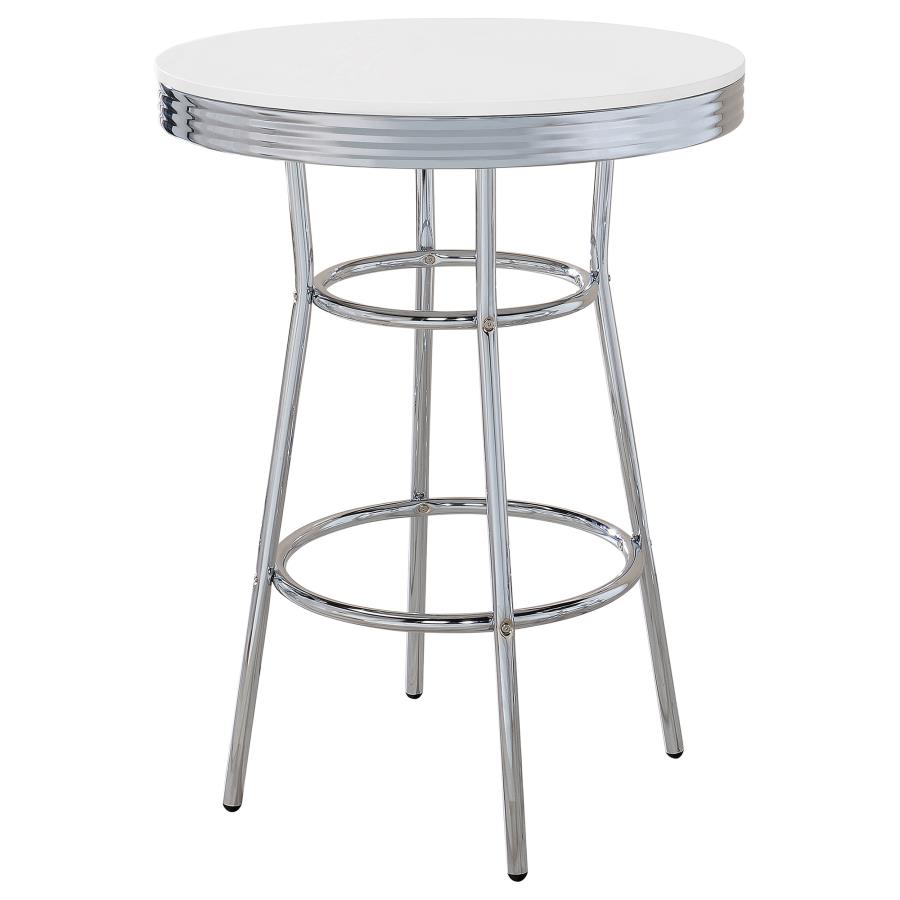 Retro 3-piece Round 1950s Bistro Pub Bar Table Set White view 3