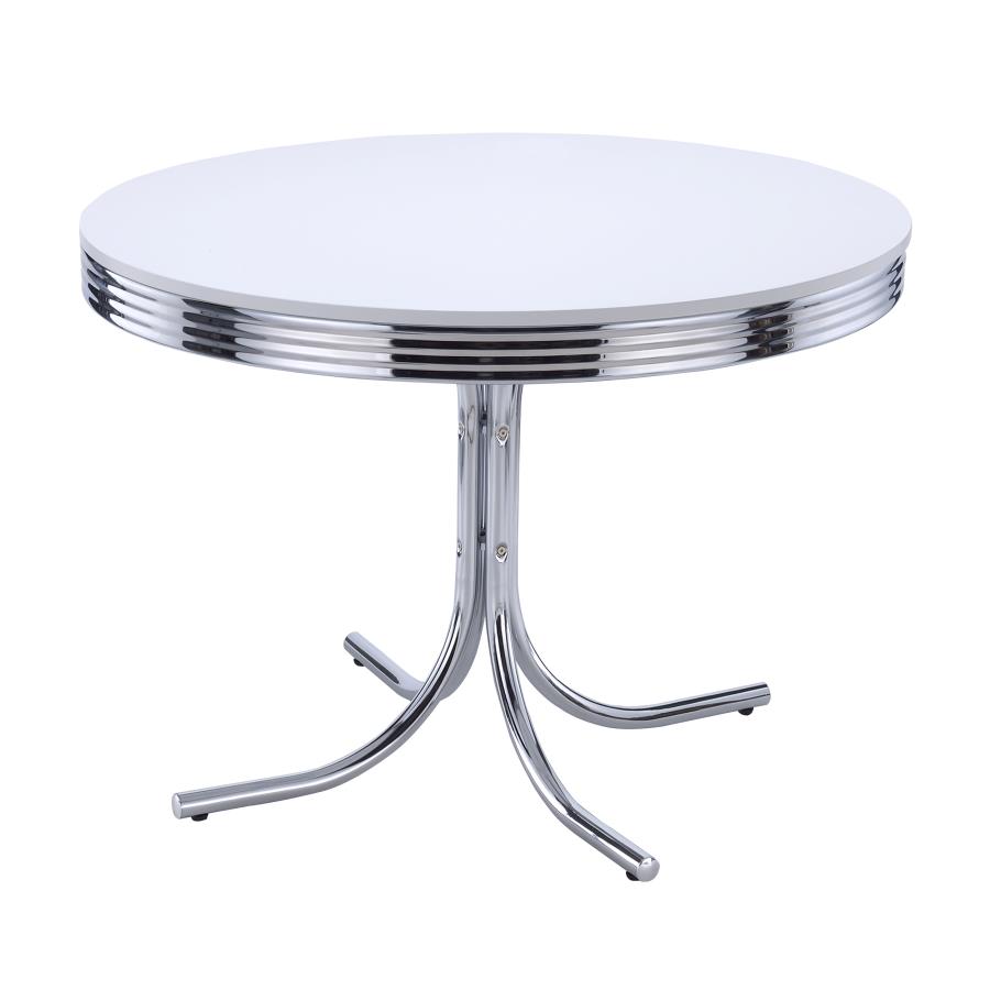 Retro 5-piece Round Dining Table Set White and Red view 3