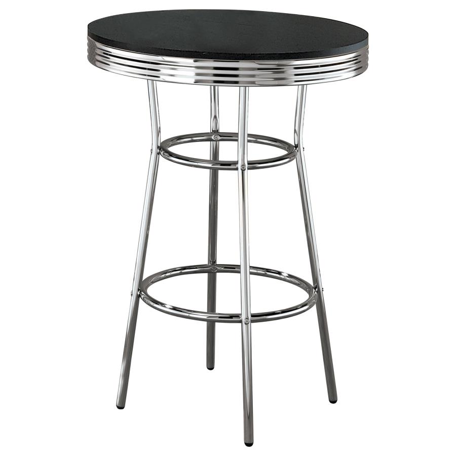 Retro 3-piece Round 1950s Bistro Pub Bar Table Set Black view 3