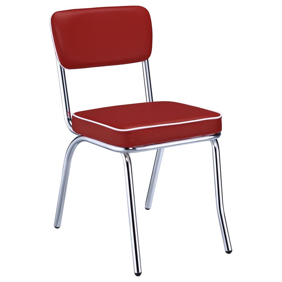 Retro Upholstered Dining Side Chair Red (Set of 2) view 3