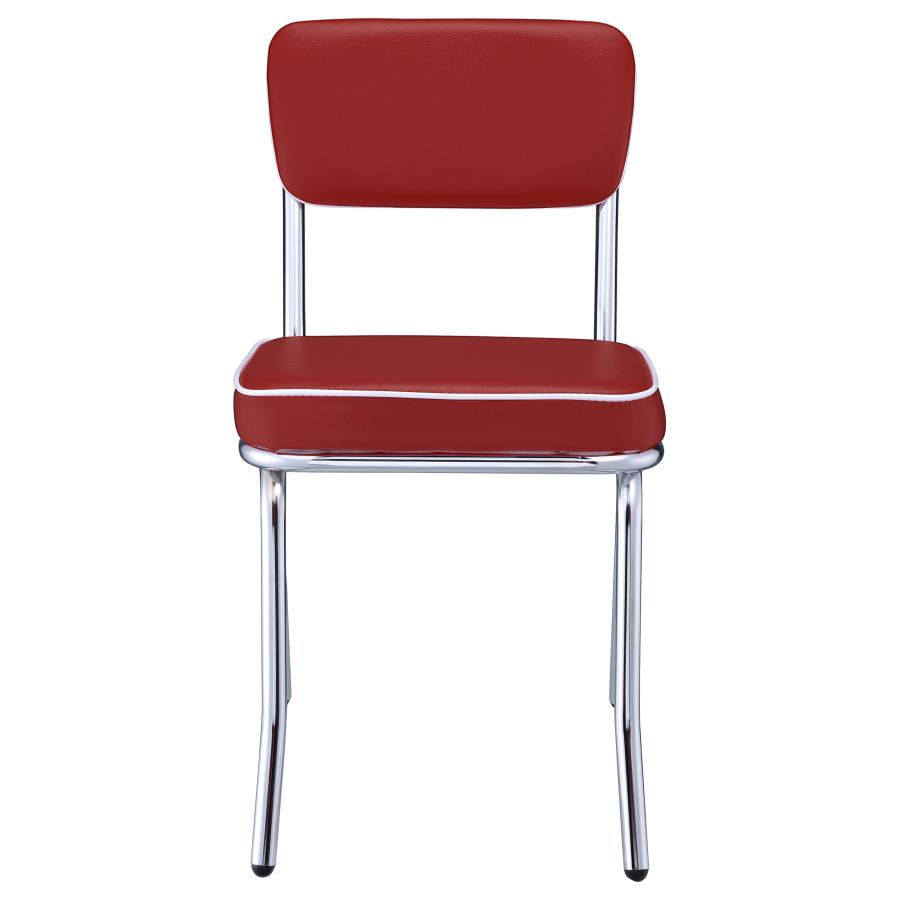 Retro Upholstered Dining Side Chair Red (Set of 2) view 4