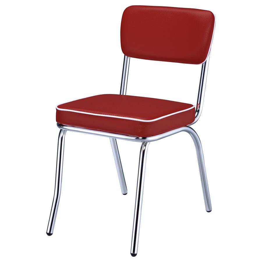Retro Upholstered Dining Side Chair Red (Set of 2) view 5