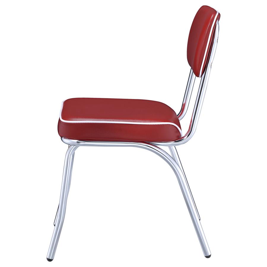 Retro Upholstered Dining Side Chair Red (Set of 2) view 6