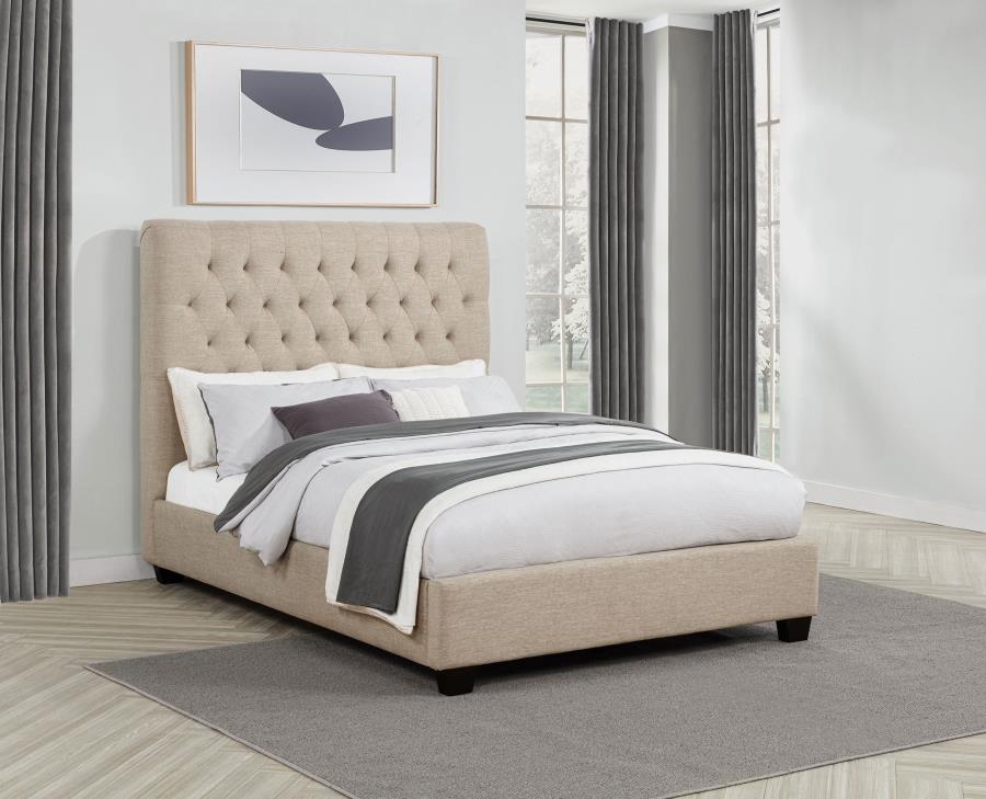 Chloe Upholstered Full Panel Bed Oatmeal view 2