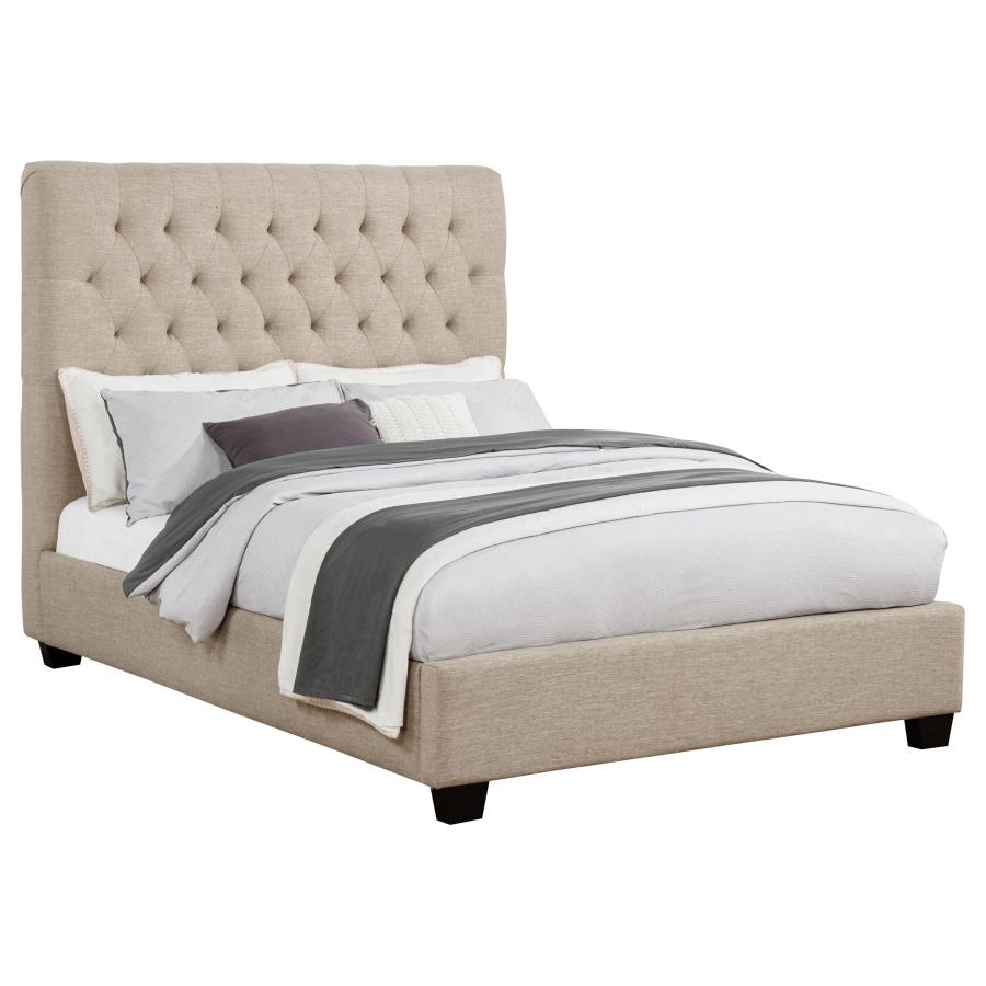 Chloe Upholstered Full Panel Bed Oatmeal view 3