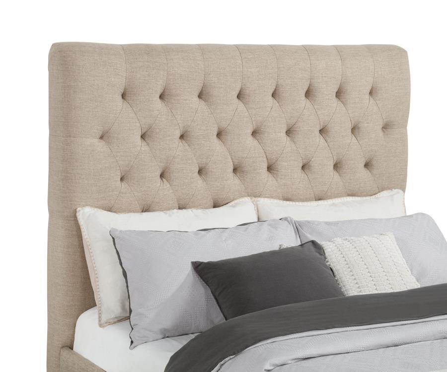 Chloe Upholstered Full Panel Bed Oatmeal view 7
