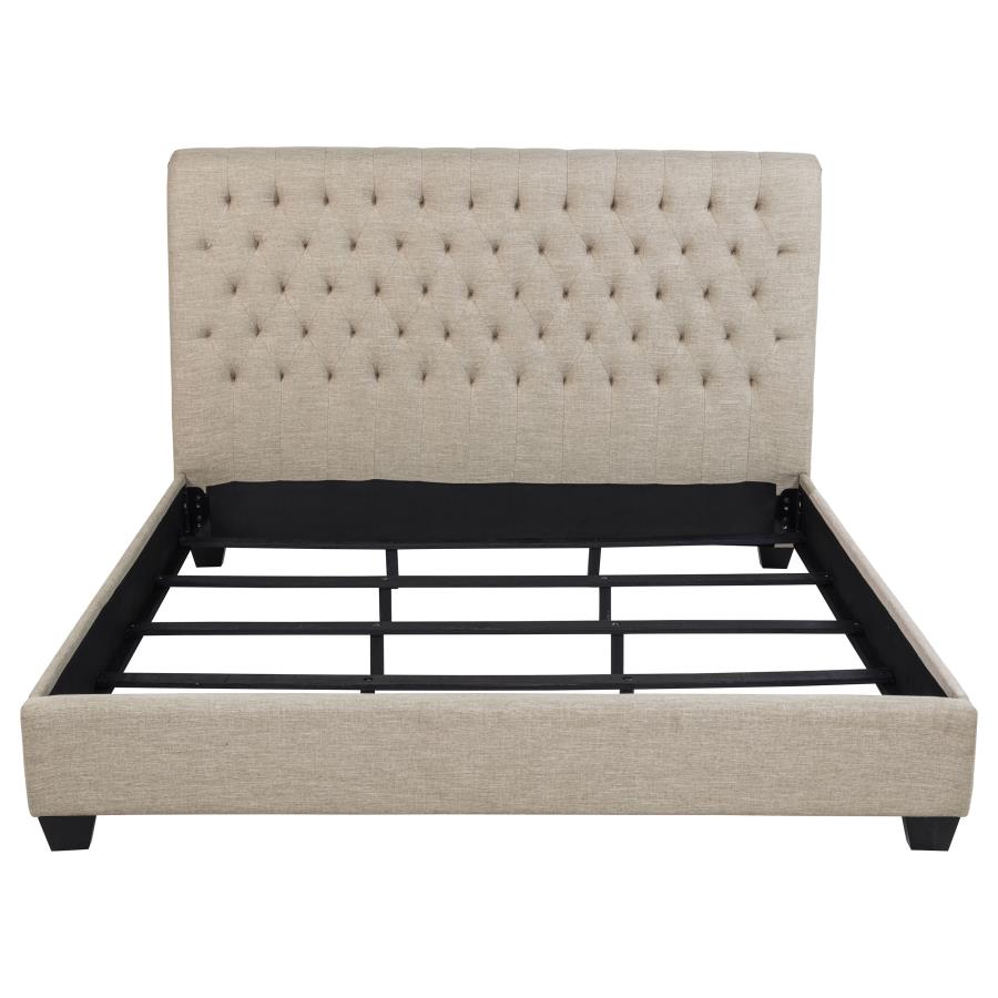 Chloe Upholstered Eastern King Panel Bed Oatmeal view 4
