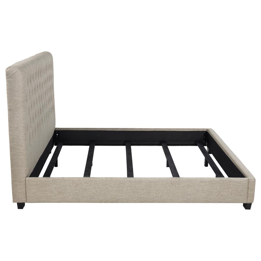 Chloe Upholstered Eastern King Panel Bed Oatmeal view 6