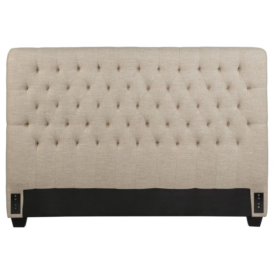 Chloe Upholstered Queen Panel Headboard Oatmeal