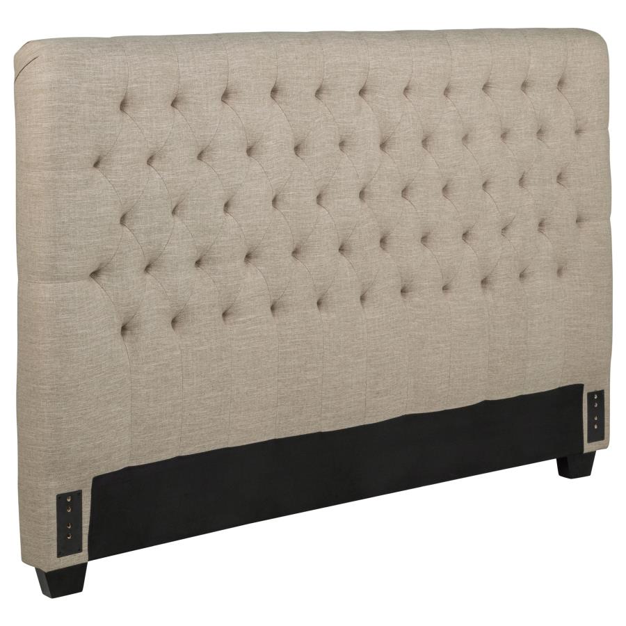 Chloe Upholstered Queen Panel Headboard Oatmeal view 2