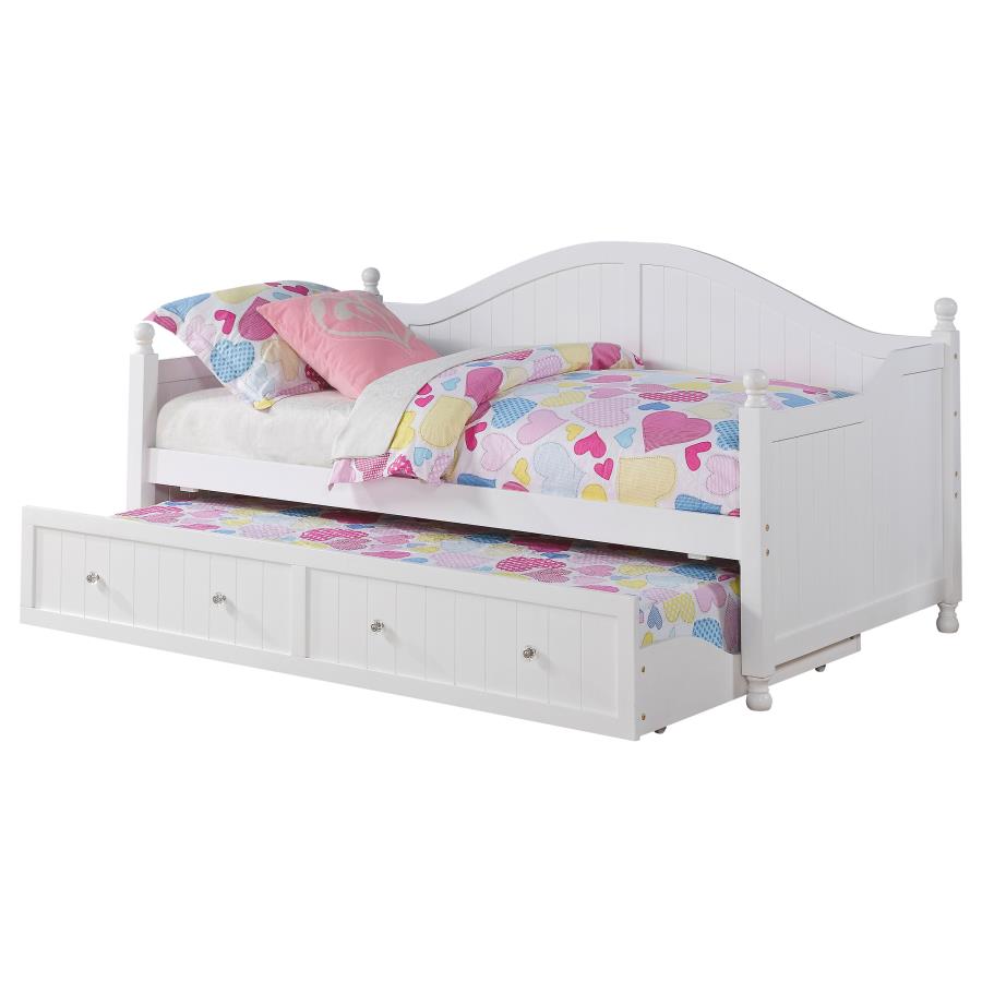 Julie Ann Wood Twin Daybed with Trundle White — Bedroom Furniture