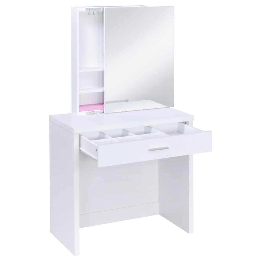 Harvey Vanity Set with Lift-Top Stool White view 5