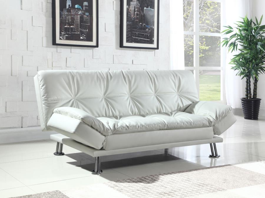 Dilleston Upholstered Tufted Convertible Sofa Bed White view 2