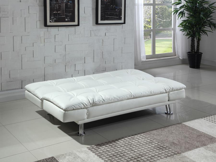 Dilleston Upholstered Tufted Convertible Sofa Bed White view 3