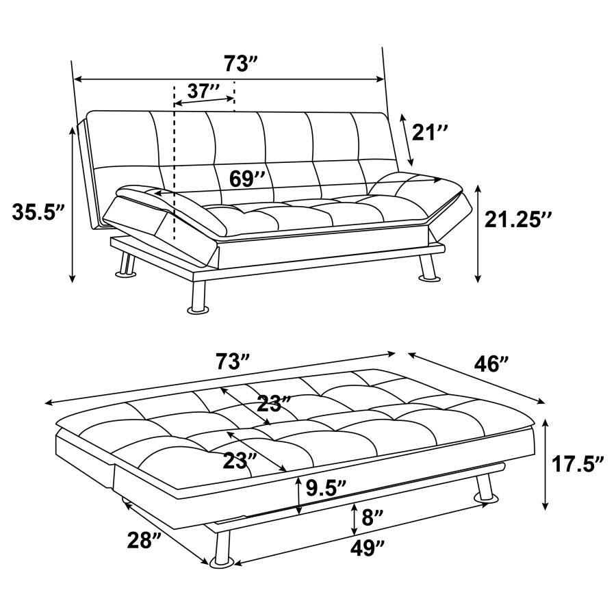 Dilleston Upholstered Tufted Convertible Sofa Bed White view 5
