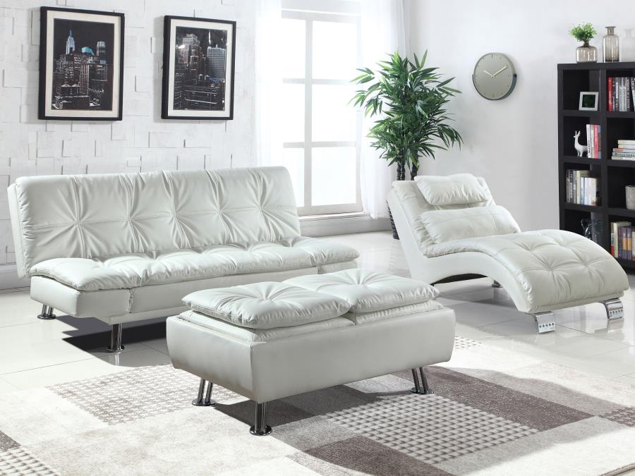 Dilleston Upholstered Tufted Convertible Sofa Bed White view 6