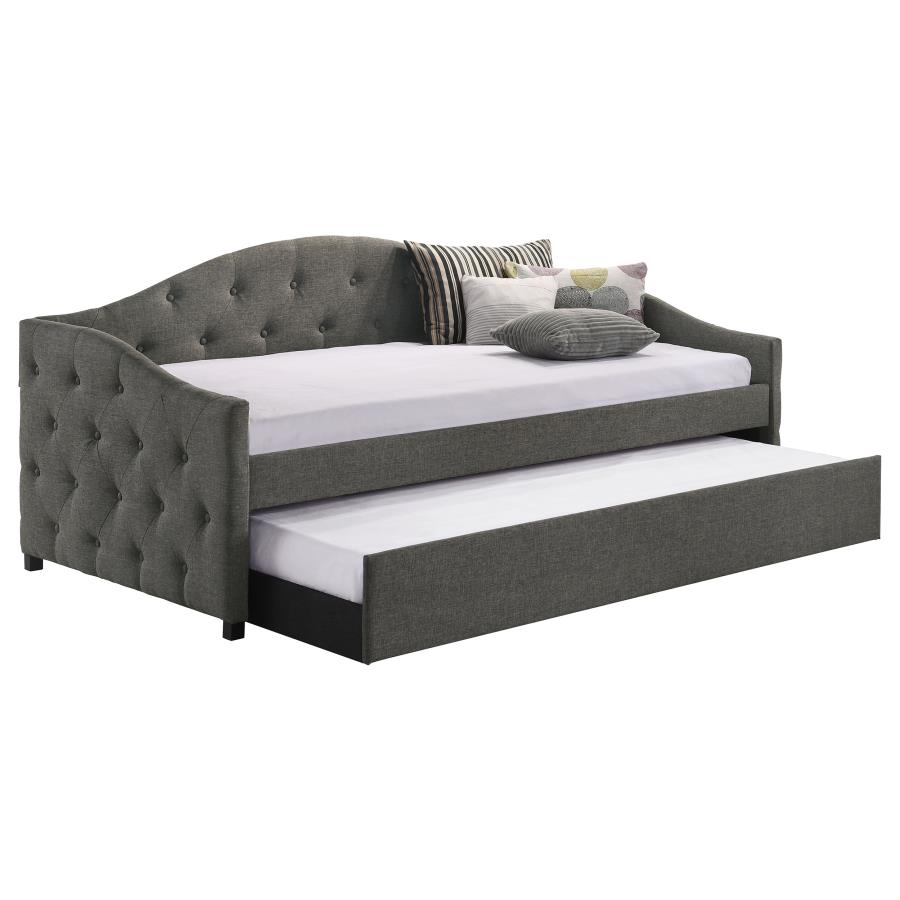 Sadie Upholstered Twin Daybed with Trundle Grey view 3