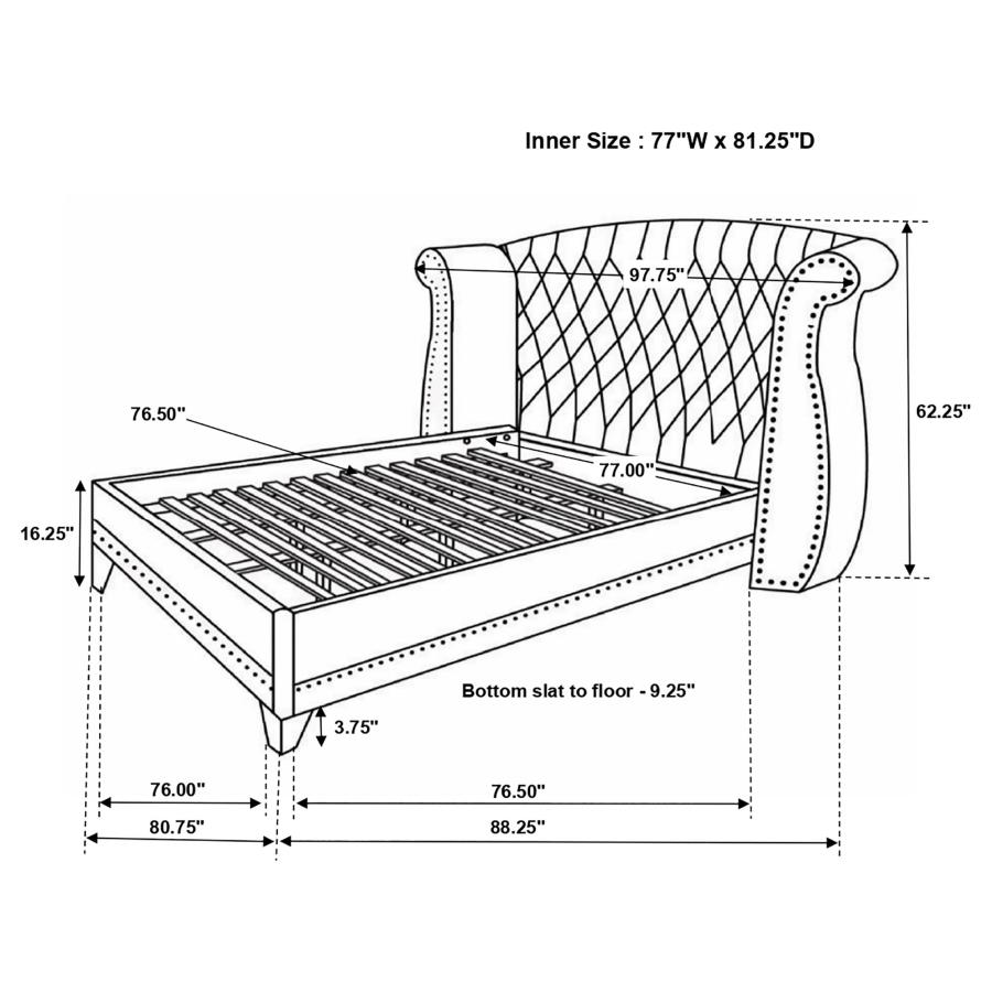 Barzini Upholstered Eastern King Wingback Bed Black view 3