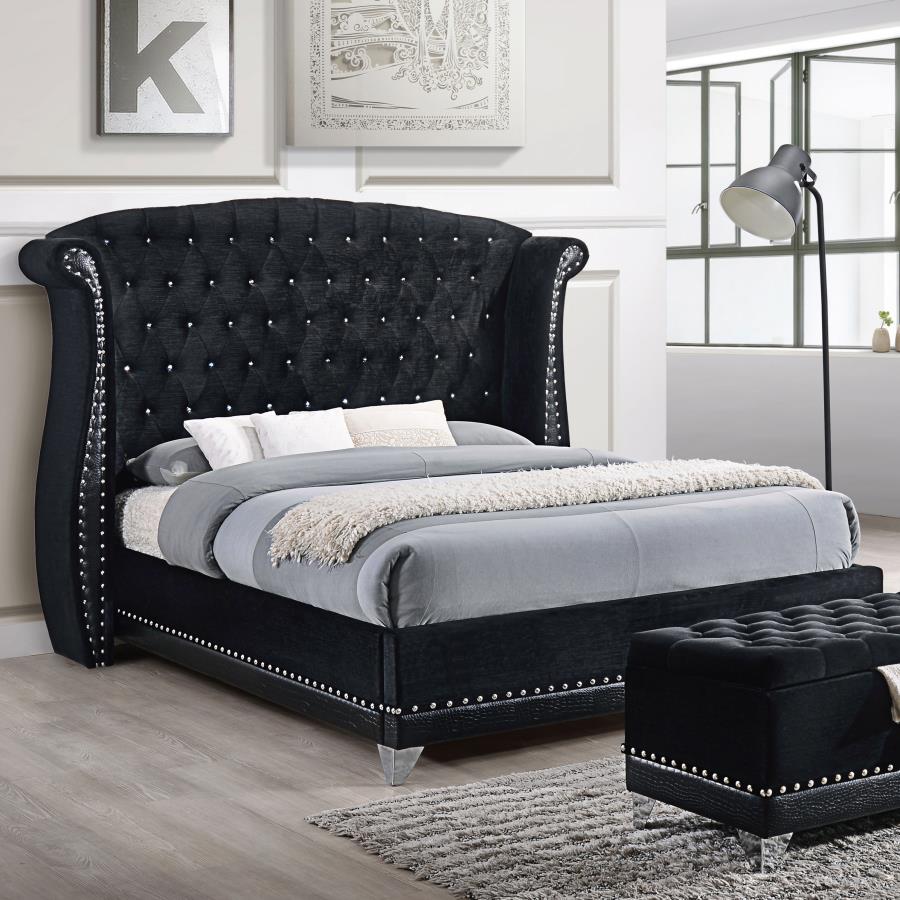 Barzini Upholstered Queen Wingback Bed Black view 2
