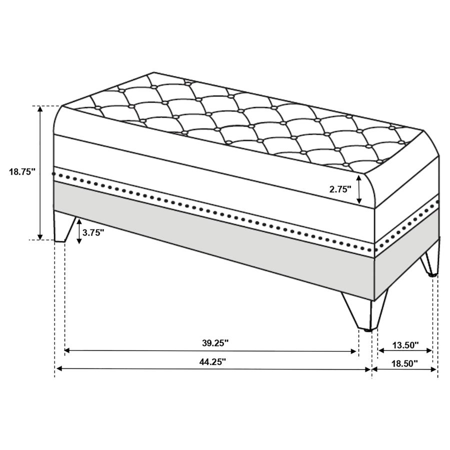 Barzini Velvet Upholstered Tufted Storage Bench Black view 3