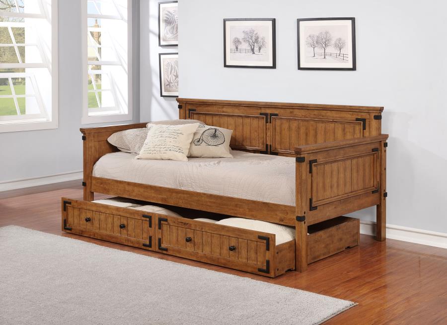 Oakdale Wood Twin Daybed with Trundle Rustic Honey view 2