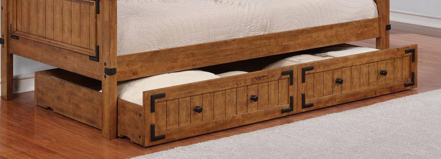 Oakdale Wood Storage Trundle Rustic Honey view 2