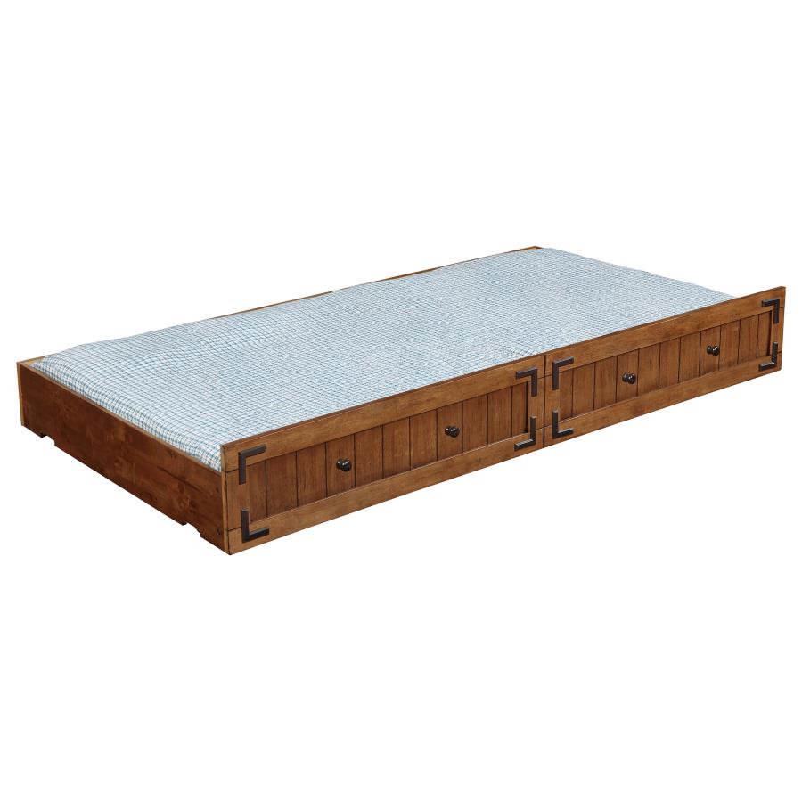 Oakdale Wood Storage Trundle Rustic Honey view 3