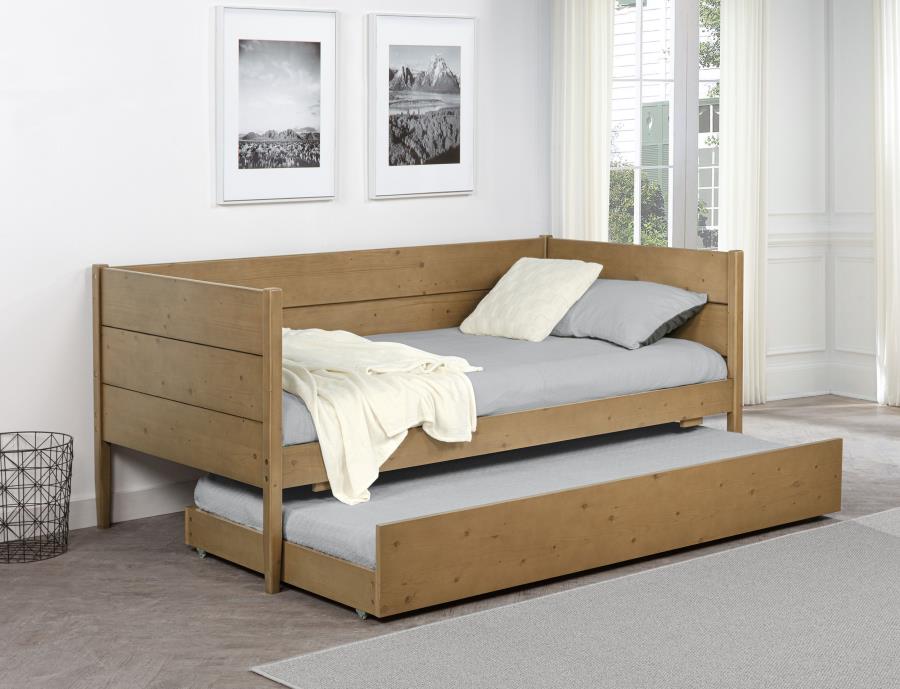 Calinda Wood Twin Daybed With Trundle Natural view 2