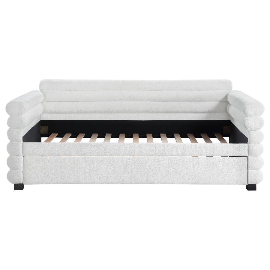 Patricia Boucle Upholstered Twin Day Bed with Trundle White view 4