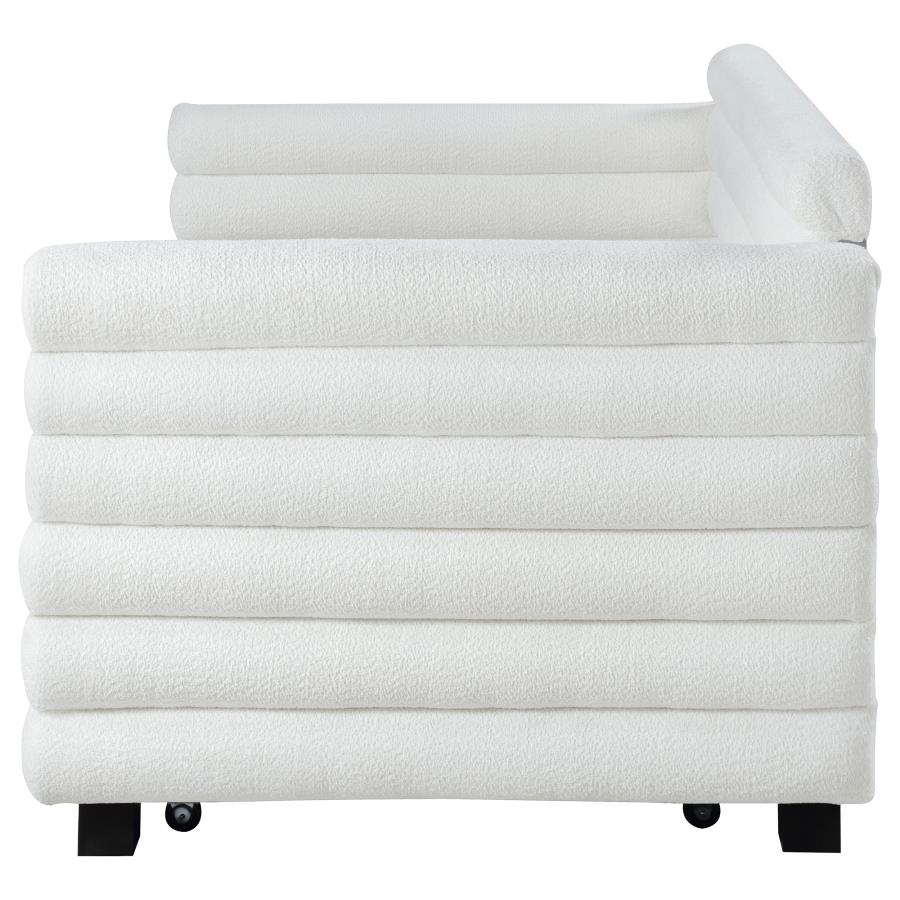 Patricia Boucle Upholstered Twin Day Bed with Trundle White view 6