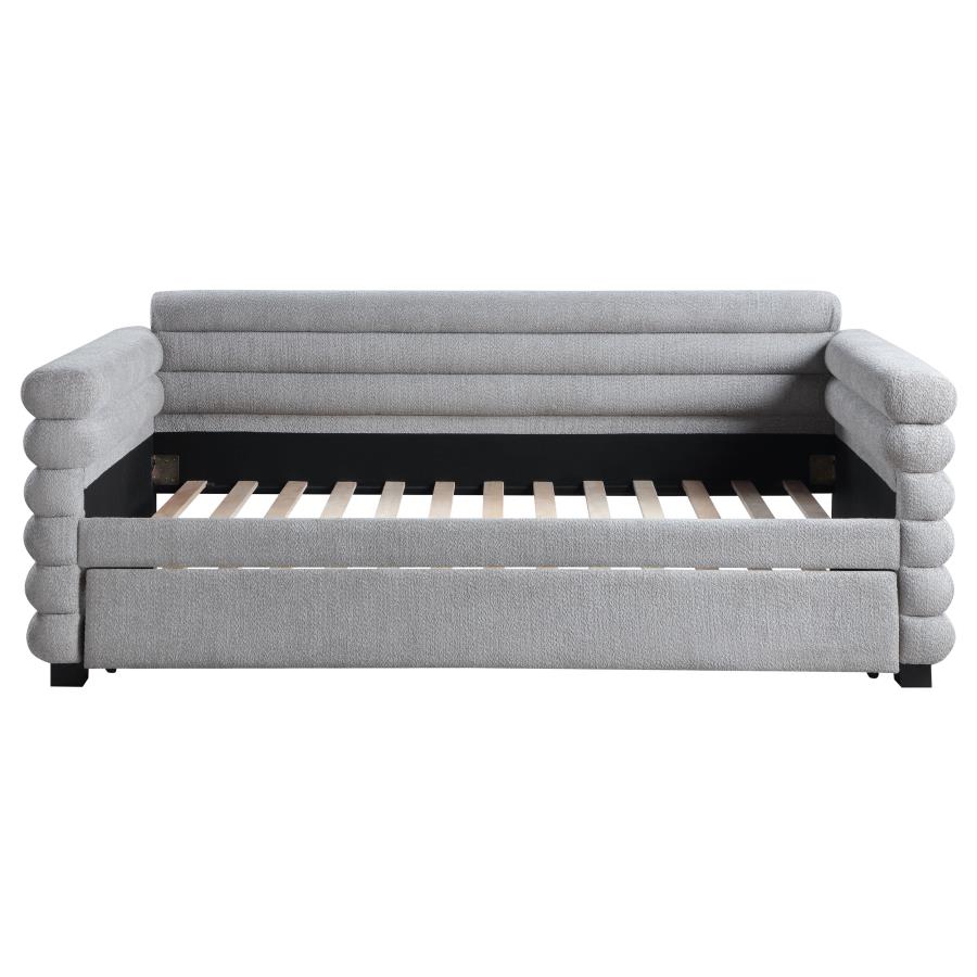 Patricia Boucle Upholstered Twin Day Bed with Trundle Grey view 4