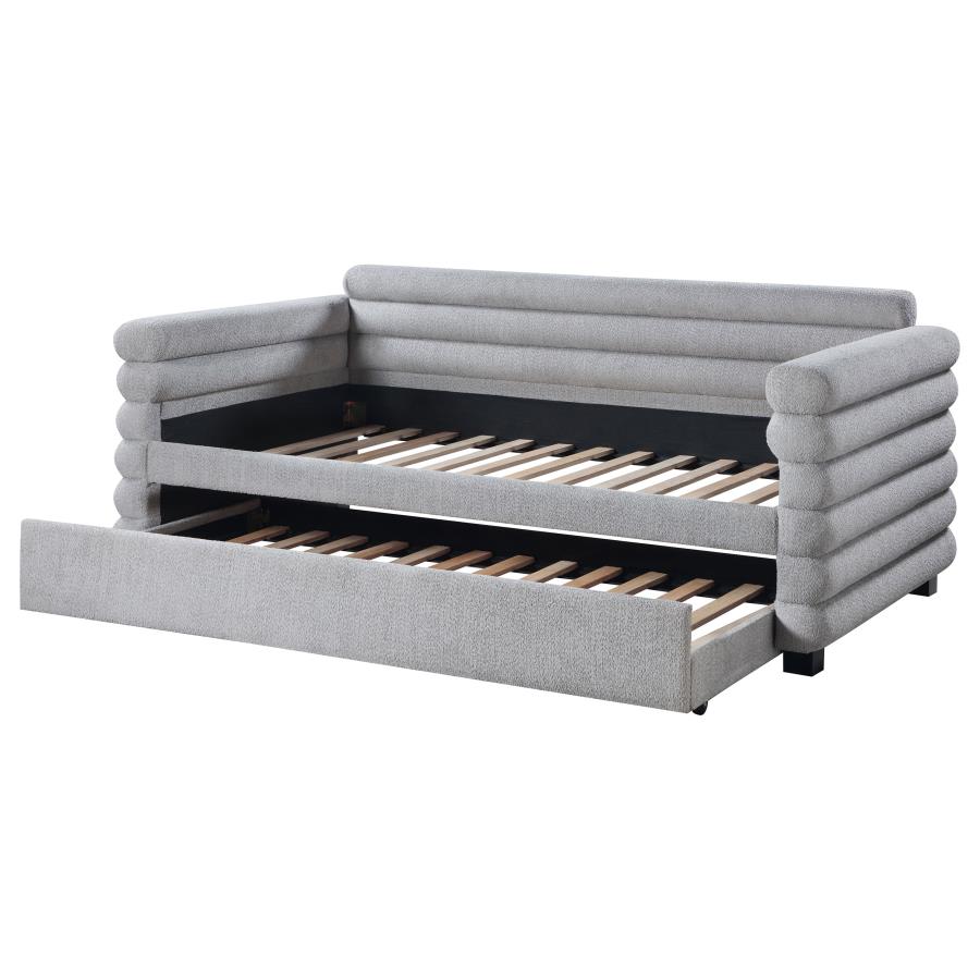 Patricia Boucle Upholstered Twin Day Bed with Trundle Grey view 5