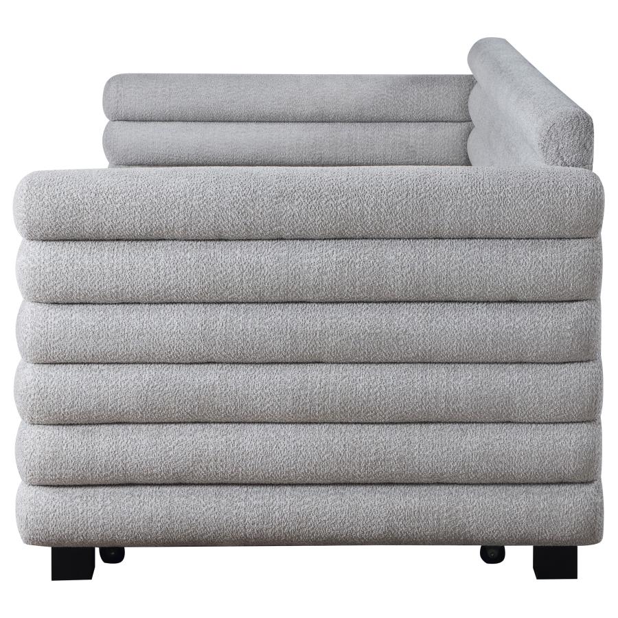 Patricia Boucle Upholstered Twin Day Bed with Trundle Grey view 6