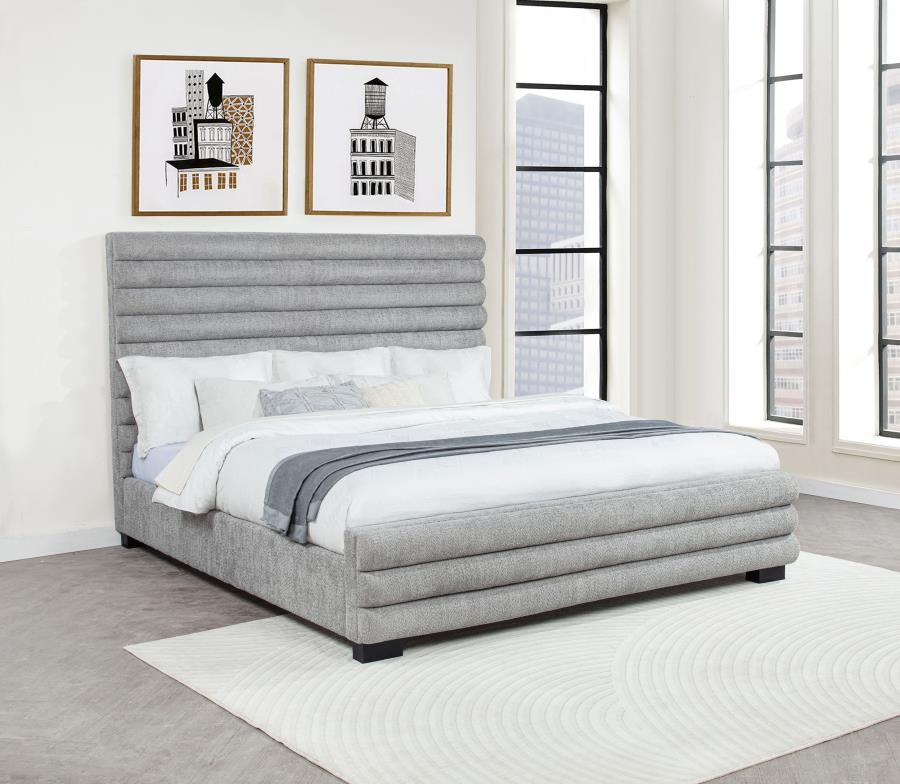 Patricia 58-inch Boucle Upholstered Eastern King Bed Grey view 2
