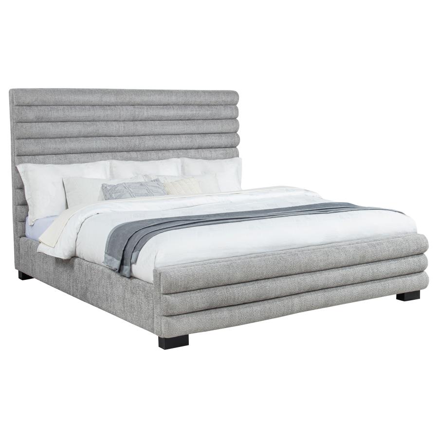 Patricia 58-inch Boucle Upholstered Eastern King Bed Grey view 3