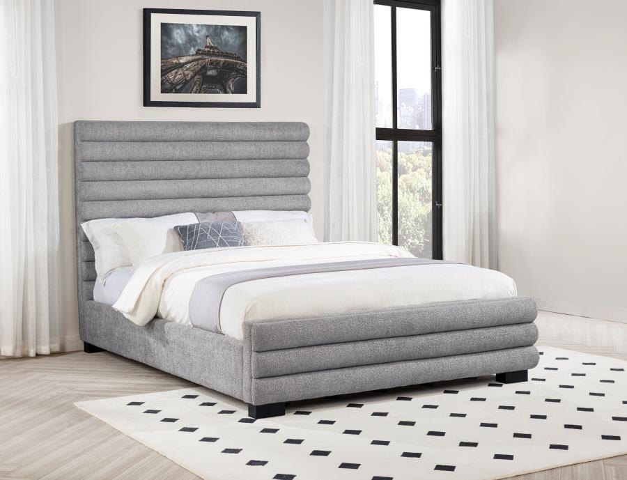 Patricia 58-inch Boucle Upholstered Queen Bed Grey view 2