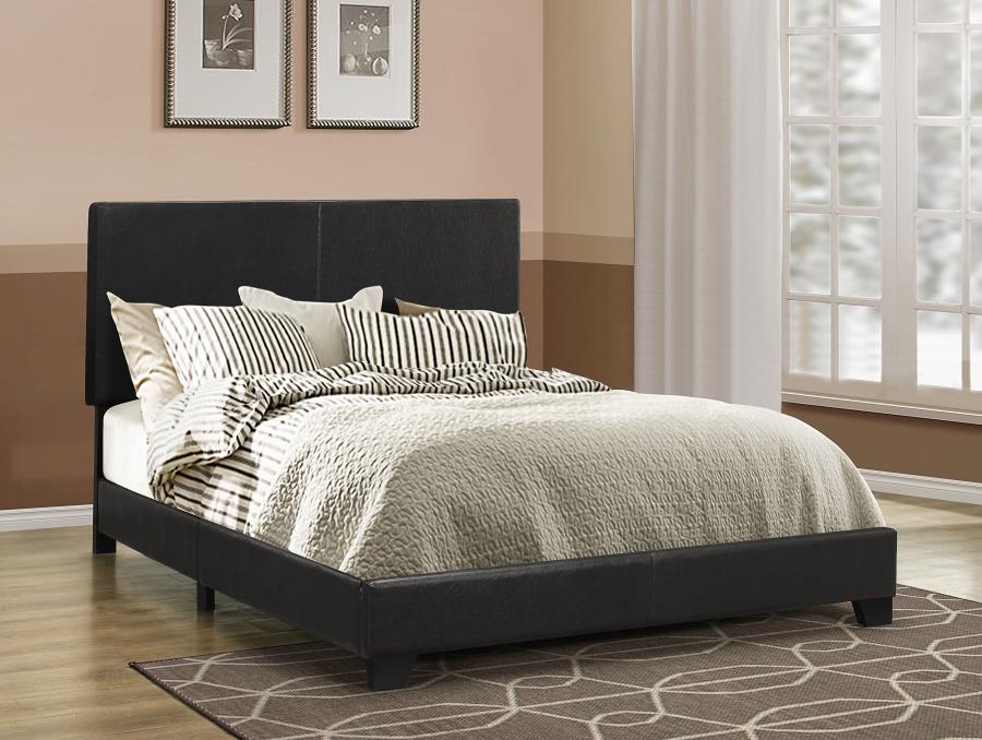 Dorian Faux Leather Upholstered Queen Panel Bed Black view 3