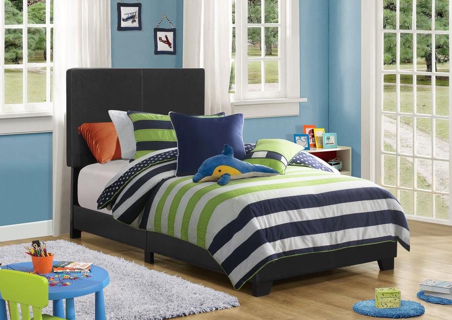 Dorian Faux Leather Upholstered Twin Panel Bed Black view 2