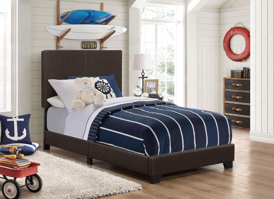 Dorian Faux Leather Upholstered Twin Panel Bed Brown view 2
