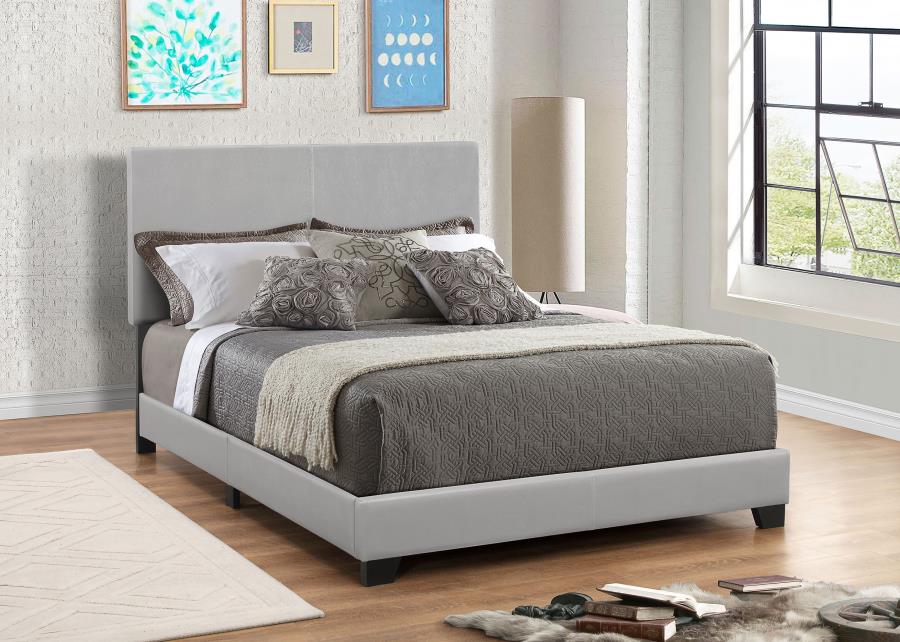 Dorian Faux Leather Upholstered Eastern King Panel Bed Grey view 2